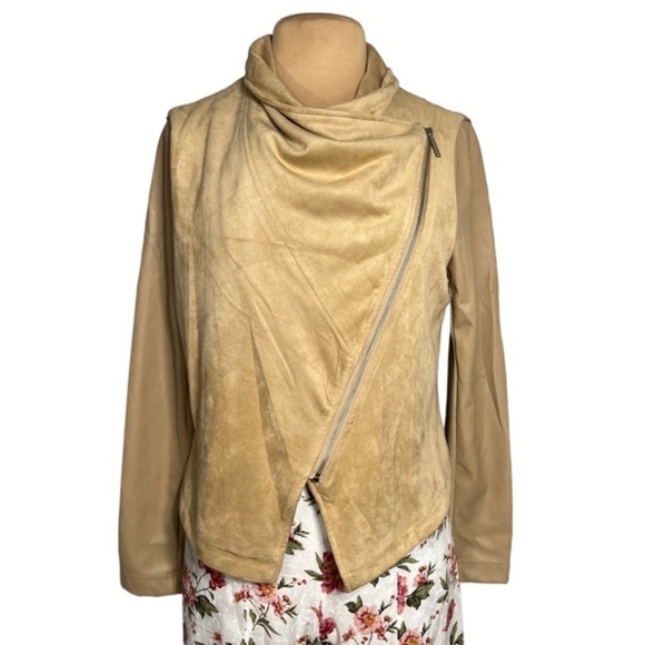 Bagatelle tan faux suede moto jacket size L - Picture 4 of 9